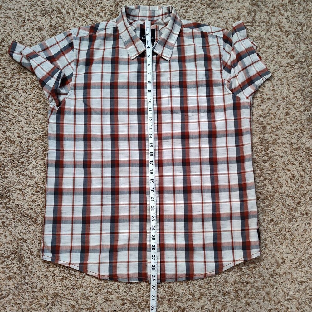 Prana Men‎ Sz L Plaid Short Sleeve Button Up Shirt - Picture 6 of 10